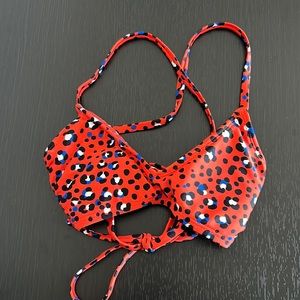 NWOT * Xhilaration Red Cheetah Print Cage Back Adjustable Swim SwimTop in Size S